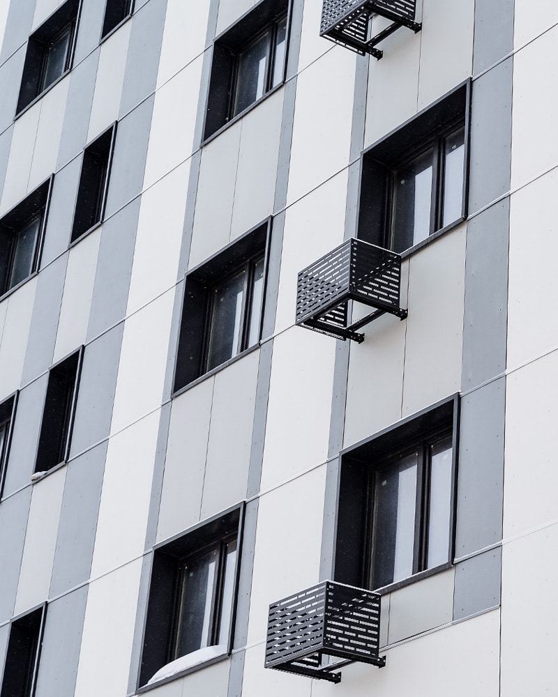 Close Up Of Building With Honeycomb Panels