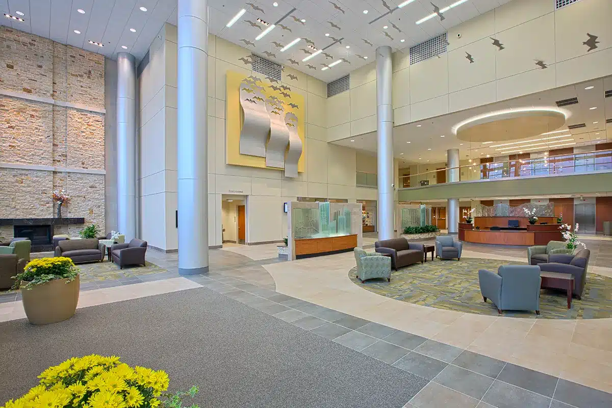 Interior lobby with column covers